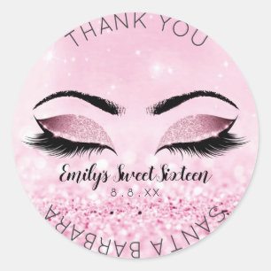 Sticker Rond Parties scintillant des yeux rose sweet sixteen Di
