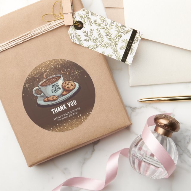 Sticker Rond Parties scintillant d'or Baby shower d'hiver Choco (Cadeaux)