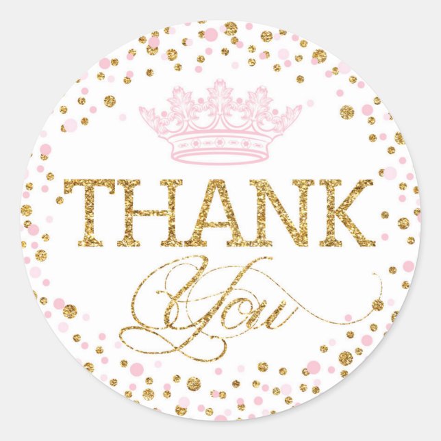 Sticker Rond Parties scintillant d'or Baby shower Royal Princes (Devant)