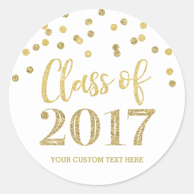 Sticker Rond Parties scintillant d'or Confetti Graduation 2017 (Devant)
