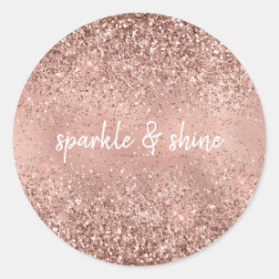 Sticker Rond Parties scintillant d'or Glam Rose