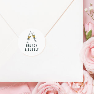 Sticker Rond Parties scintillant d'or Gras Brunch & Bubbly Faux