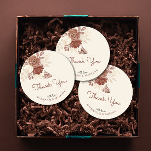 Sticker Rond Parties scintillant d'or lin aquarelle florale Mar