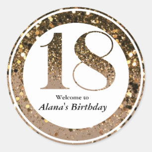 Sticker Rond Parties scintillant d'or minimaliste moderne 18e a