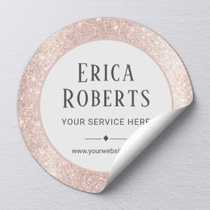 Sticker Rond Parties scintillant d'or moderne Blush Rose Salon