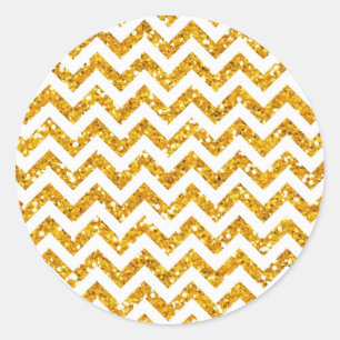 Sticker Rond Parties scintillant d'or Motif Chevron