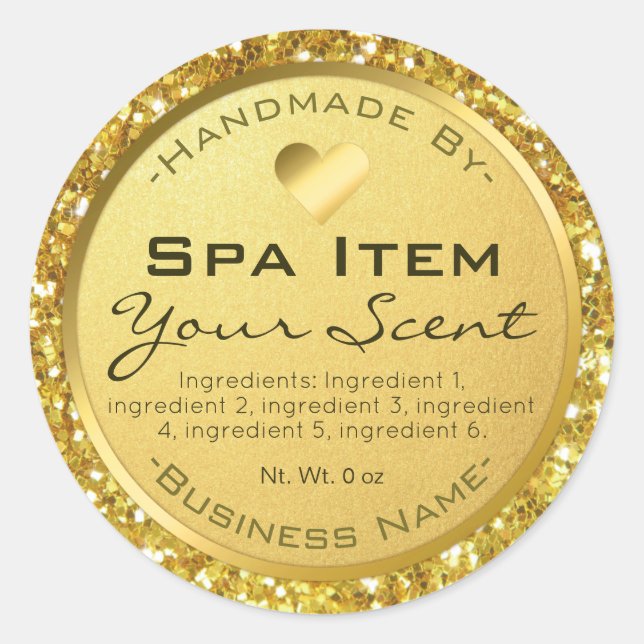 Sticker Rond Parties scintillant D'Or Pile Spa Savon Et Écran D (Devant)