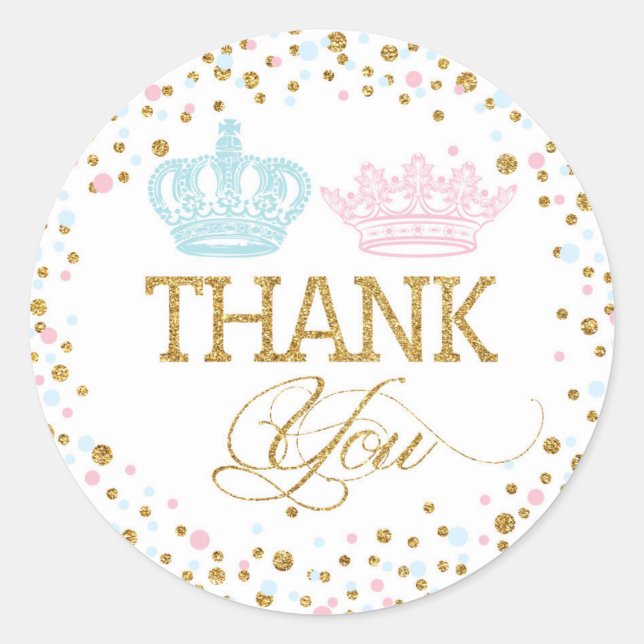 Sticker Rond Parties scintillant d'or Pink Blue Royal Twins Bab (Devant)