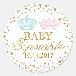 Sticker Rond Parties scintillant d'or Pink Blue Royal Twins Bab