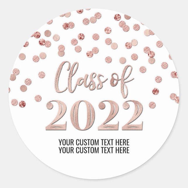 Sticker Rond Parties scintillant d'or rose Confetti Graduation  (Devant)