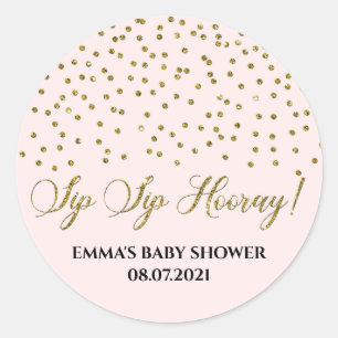 Sticker Rond Parties scintillant d'or rose Confetti Sip Sip Hoo