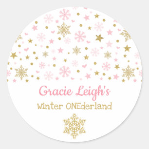 Sticker Rond Parties scintillant d'or rose Flocon de neige hive