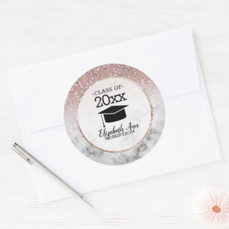 Sticker Rond Parties scintillant d'or rose / Marbre Graduation