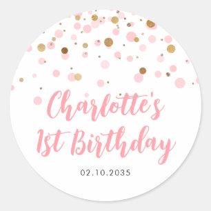 Sticker Rond Parties scintillant d'or rose mignonne Anniversair