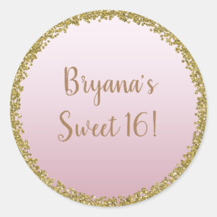 Sticker Rond Parties scintillant d'or rose vif Glam Sparkle Par