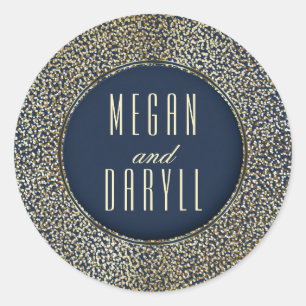 Sticker Rond Parties scintillant d'or Vintage Confetti Mariage