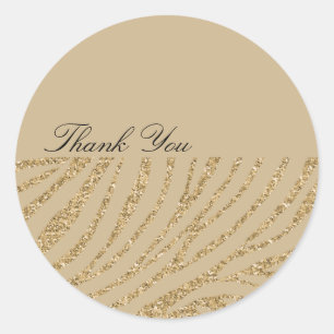 Sticker Rond Parties scintillant d'or Zebra Merci d'impression