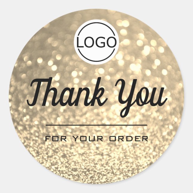 Sticker Rond Parties scintillant dorée de luxe Elégant minimali (Devant)