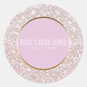 Sticker Rond Parties scintillant dorée rose blanche Glam Weddin