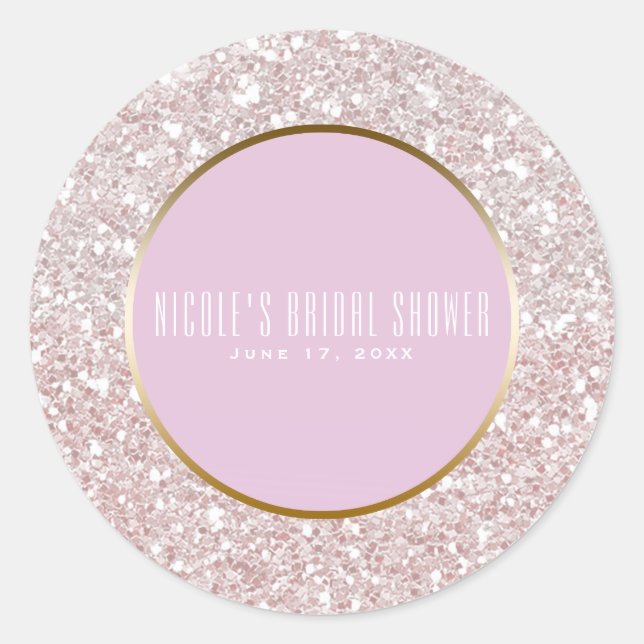 Sticker Rond Parties scintillant dorée rose blanche Glam Weddin (Devant)