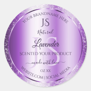 Sticker Rond Parties scintillant douce violet moderne Monogramm