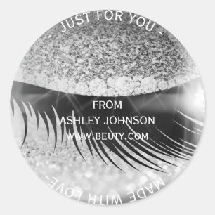 Sticker Rond Parties scintillant en argent glam Diamond