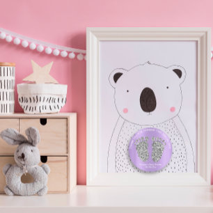 Sticker Rond Parties scintillant en argent violet pieds Baby sh