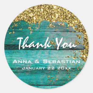 Sticker Rond *~* Parties scintillant en bois vieilli en état de