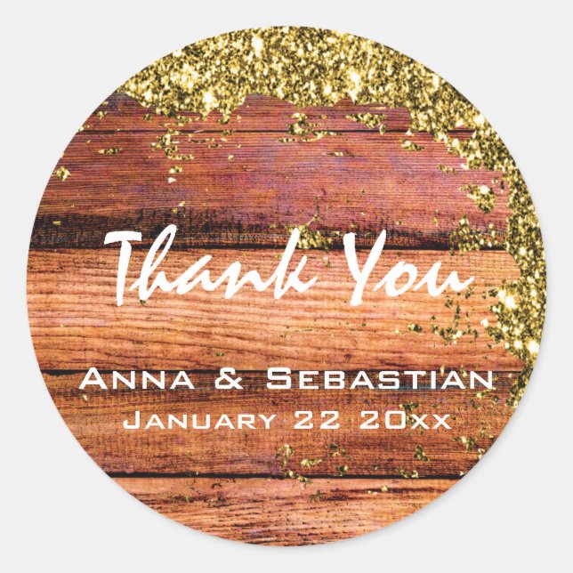 Sticker Rond *~* Parties scintillant en bois vieilli en état de (Devant)