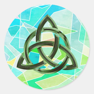 Sticker Rond Parties scintillant en métal vert géométrique Celt