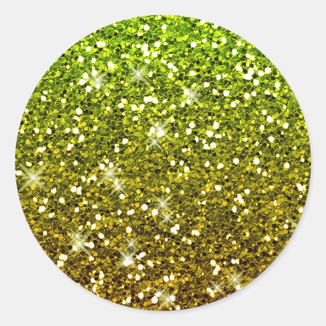 Sticker Rond Parties scintillant en or vert clair chatoyantes (Devant)