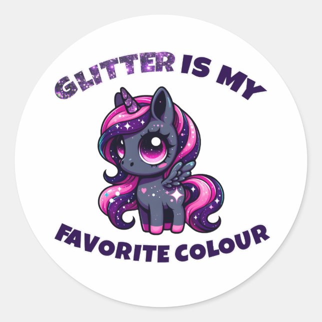 Sticker Rond Parties scintillant est ma couleur préférée mignon (Devant)