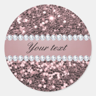 Sticker Rond Parties scintillant et diamants Gold Faux Rose ten