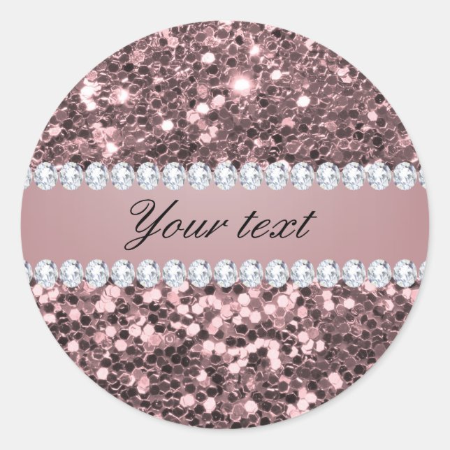 Sticker Rond Parties scintillant et diamants Gold Faux Rose ten (Devant)