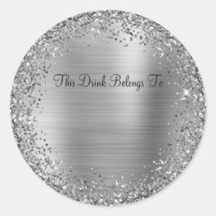 Sticker Rond Parties scintillant et huile d'argent Cette boisso