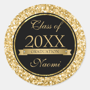 Sticker Rond Parties scintillant Étincelante Or Et Blanc Cercle