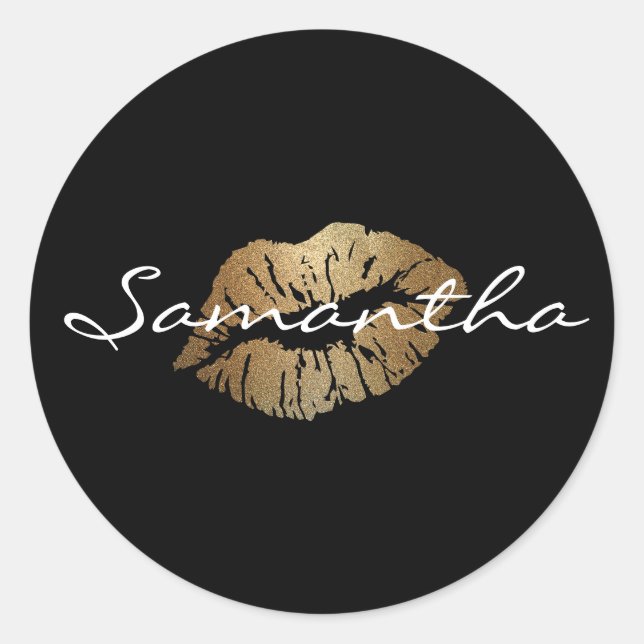 Sticker Rond Parties scintillant Faux Gold Kiss (Devant)