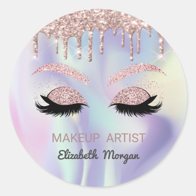 Sticker Rond Parties scintillant Faux Lashes, Rose Gold Drives  (Devant)