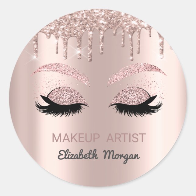 Sticker Rond Parties scintillant Faux Lashes, Rose Gold Drives, (Devant)