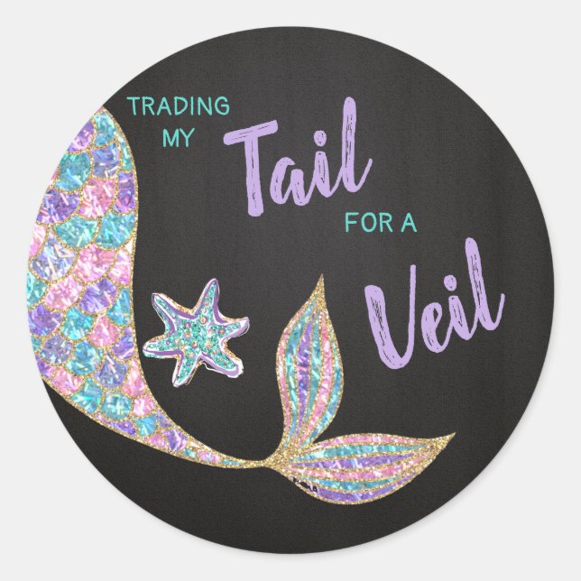 Sticker Rond Parties scintillant, Fête des mariées, Merci (Devant)