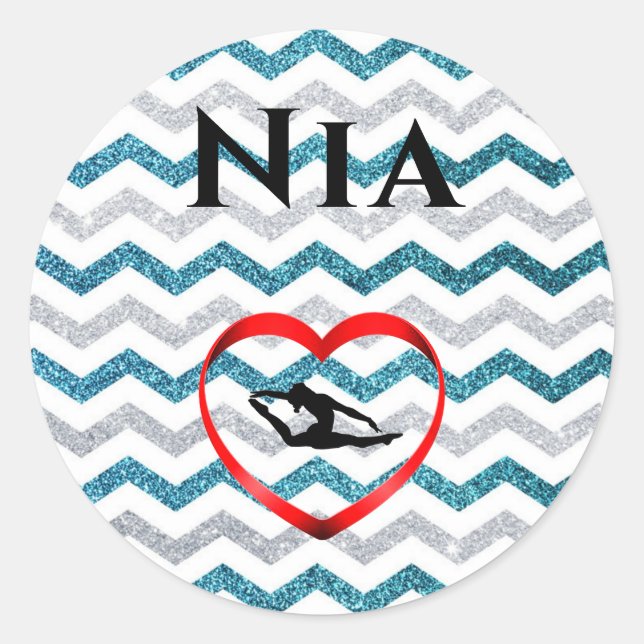 Sticker Rond Parties scintillant Filles Chevron Gymnastique Sti (Devant)