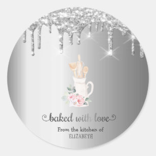 Sticker Rond Parties scintillant Fleurs Boulangerie Outils à ma