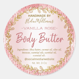 Sticker Rond Parties scintillant Foil Lines Rose Gold Corps Beu