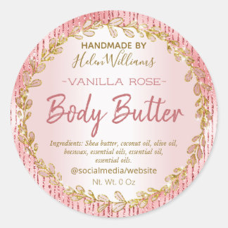 Sticker Rond Parties scintillant Foil Lines Rose Gold Corps Beu