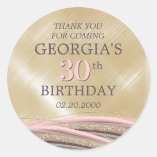 Sticker Rond Parties scintillant Glam Rose Gold Anniversaire