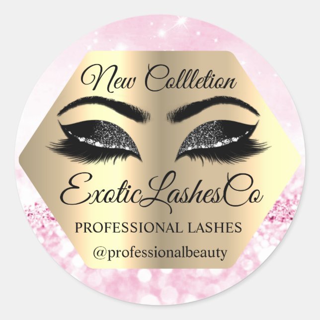 Sticker Rond Parties scintillant Gold Pink de maquillage de con (Devant)
