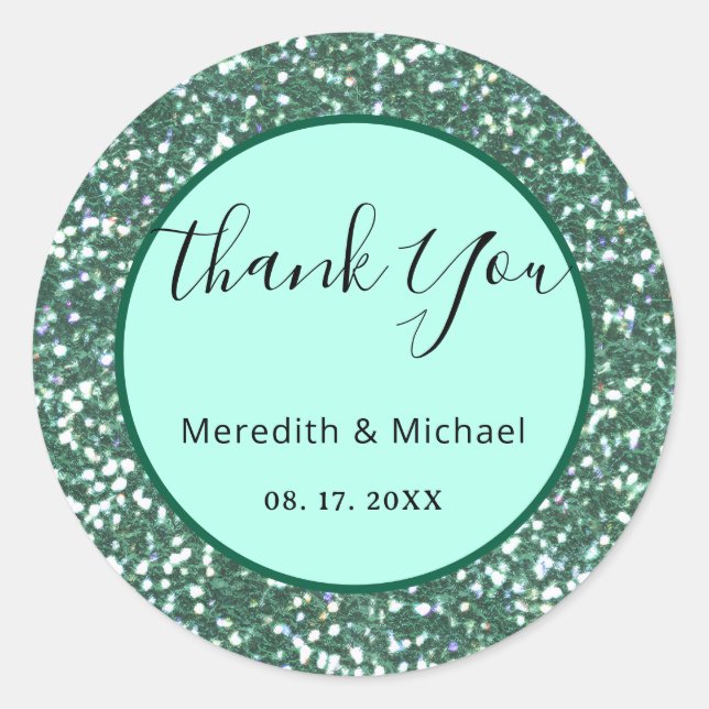 Sticker Rond Parties scintillant Green Faux personnalisée Class (Devant)