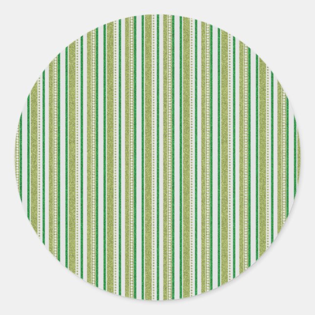 Sticker Rond Parties scintillant Green Stripes (Devant)