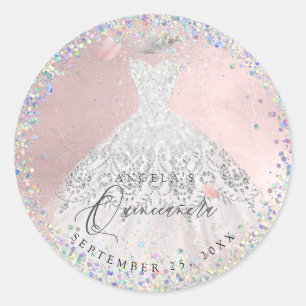 Sticker Rond Parties scintillant Holographique Confetti Quincea