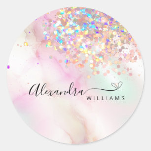 Sticker Rond Parties scintillant holographique QR Code maquilla